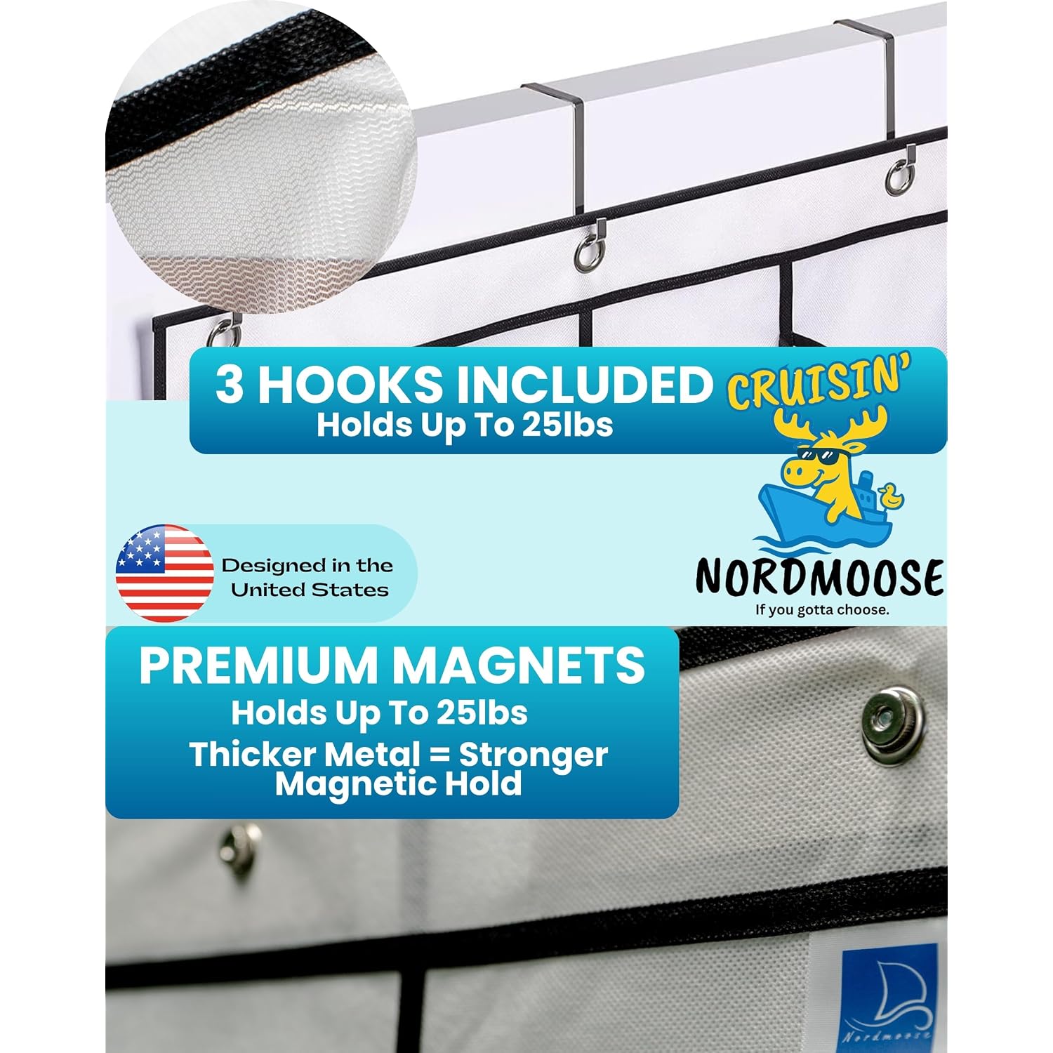 Magnetic Cruise Organizer | 15 Large Durable Pockets, Shoe Over The Door Organizer For Cruise, 3-Strong Anti-Scratch Magnets, Cruise Essentials 2026