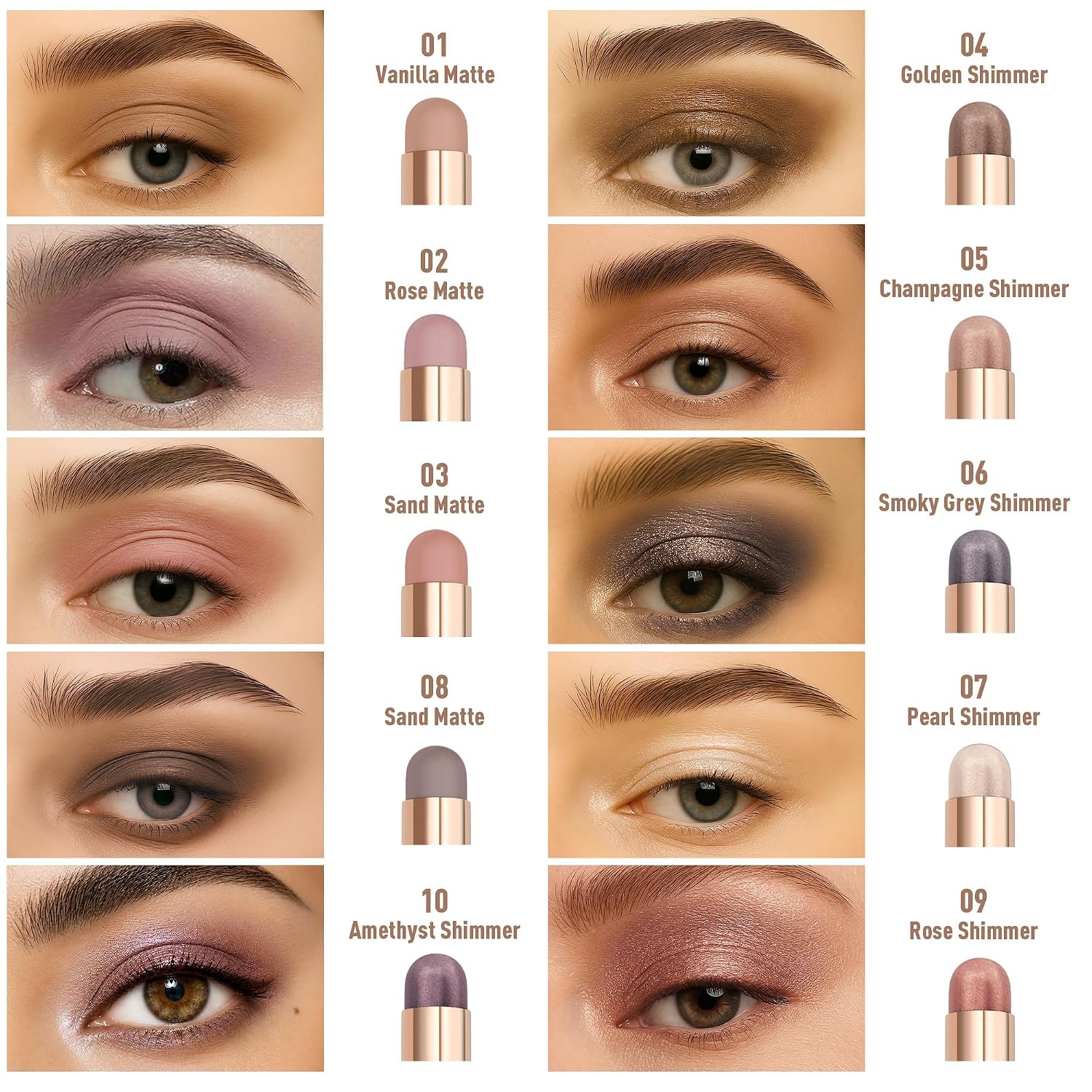 Fv Matte Cream Eyeshadow Stick Waterproof, Long-Lasting Cream Eye Shadow Sticks, High Pigment Easy To Apply Eyeshadow Makeup With Built-In Smudger Stone Matte