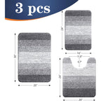 OLANLY Bathroom Rugs Sets 3 Piece, Soft Absorbent Microfiber Bath Mats and U-Shaped Contour Toilet Rug, Machine Wash Dry, Plush Shaggy Bath Mat Set for Bathroom (30"x20"+24"x16"+24"x20", Grey)