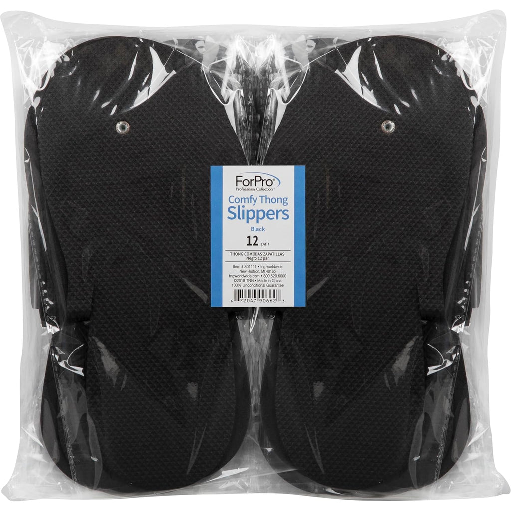 ForPro Professional Collection Comfy Pedi Slippers, Disposable Foam Pedicure Slippers for Nail Salons and Spas, Individually-Wrapped, 12-Pair