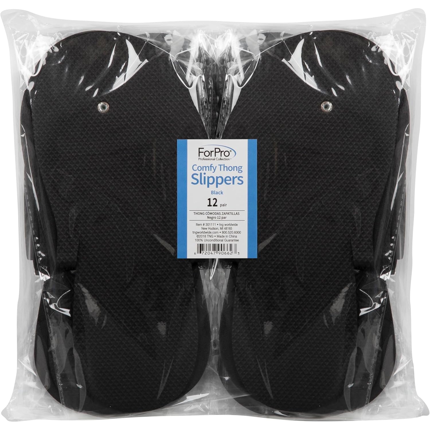 ForPro Professional Collection Comfy Pedi Slippers, Disposable Foam Pedicure Slippers for Nail Salons and Spas, Individually-Wrapped, 12-Pair
