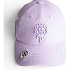 Ladies 6 Panel Unstructured Open Back Golf Hat - Snapback - Tee Holder With Tees & Bill Magnet With Ball Marker
