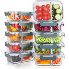 10 Packs 30Oz Glass Meal Prep Containers 2 Compartments,Glass Food Storage Containers With Lids,Airtight Lunch Bento Boxes,Microwave,Oven,Freezer And Dishwasher Safe