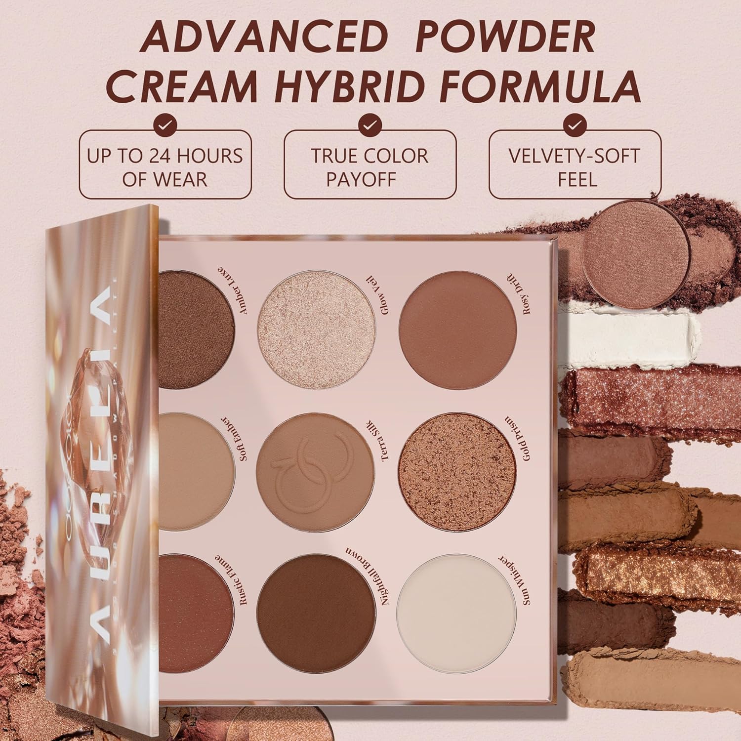 docolor Eyeshadow Palette, 9 Colors Brown & Copper Tones Palette with Matte & Shimmer Finishes,Highly Pigmented Eye Makeup Palette for Everyday Glam Look