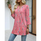 3/4 Length Sleeve Womens Tops Dressy Casual Plus Size V Neck Tunics to Wear with Leggings Side Slit Shirt