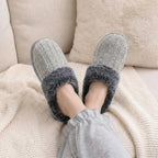 Womens Memory Foam Fuzzy Slippers Knitted House Slippers For Women Comfy Slip-On Warm House Shoes