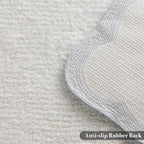 Luxury Microfiber Bathroom Rugs, White Bath Rug With Blue Scalloped Piping Cute Aesthetic Preppy Bath Mat For Bathroom, Tub, Floor Carpet, Sink, Shower, Anti Slip, Absorbent, 32X20