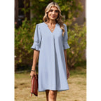 Zeagoo Summer Dresses For Women 2026 V Neck Ruffle Sleeve Loose Shift Dress Hawaiian Sundress Beach Vacation Clothes