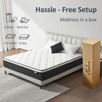 Queen Mattress, 12 Inch Queen Size Mattress In A Box, Memory Foam Mattress With Pocket Springs, Medium Firm, Lumbar Support & Motion Isolation, Pressure Relief & Breathable Comfort