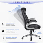 Colamy Executive Office Chair-Ergonomic Computer Desk Chair, High Back Leather Chair With Padded Flip-Up Arms, Swivel Home Office Chair, Black