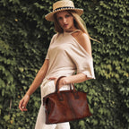 Iswee Genuine Leather Satchel Tote Bag Top Handle Handbag Designer Shoulder Bag Large Capacity Cross Body Bag