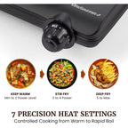 Elite Gourmet Countertop Electric Burner, 1000W Cast Iron Hot Plate, 7 Heat Settings, Portable Cooktop for RV, Dorm, Office & Small Kitchens, Road-Ready & Compact