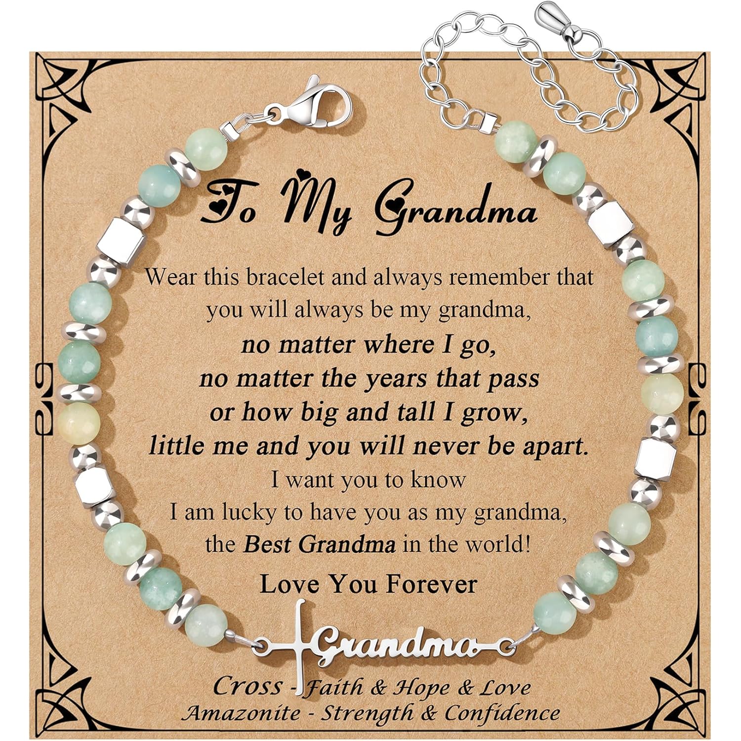 𝗚𝗶𝗳𝘁𝘀 𝗳𝗼𝗿 𝗪𝗼𝗺𝗲𝗻 𝗙𝗮𝗶𝘁𝗵 𝗖𝗿𝗼𝘀𝘀 𝗕𝗿𝗮𝗰𝗲𝗹𝗲𝘁 Mothers Day Birthday Graduation Gifts for Women Her, Natural Amazonite Colorful Imperial Jasper Infinity Love Heart Bracelets for Women