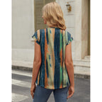 Zeagoo Womens Tops Short Sleeve V Neck Shirts Summer Dressy Casual Business Clothes Work Blouses Fashion Clothing Outfits Cx289 Striped Tie Dye