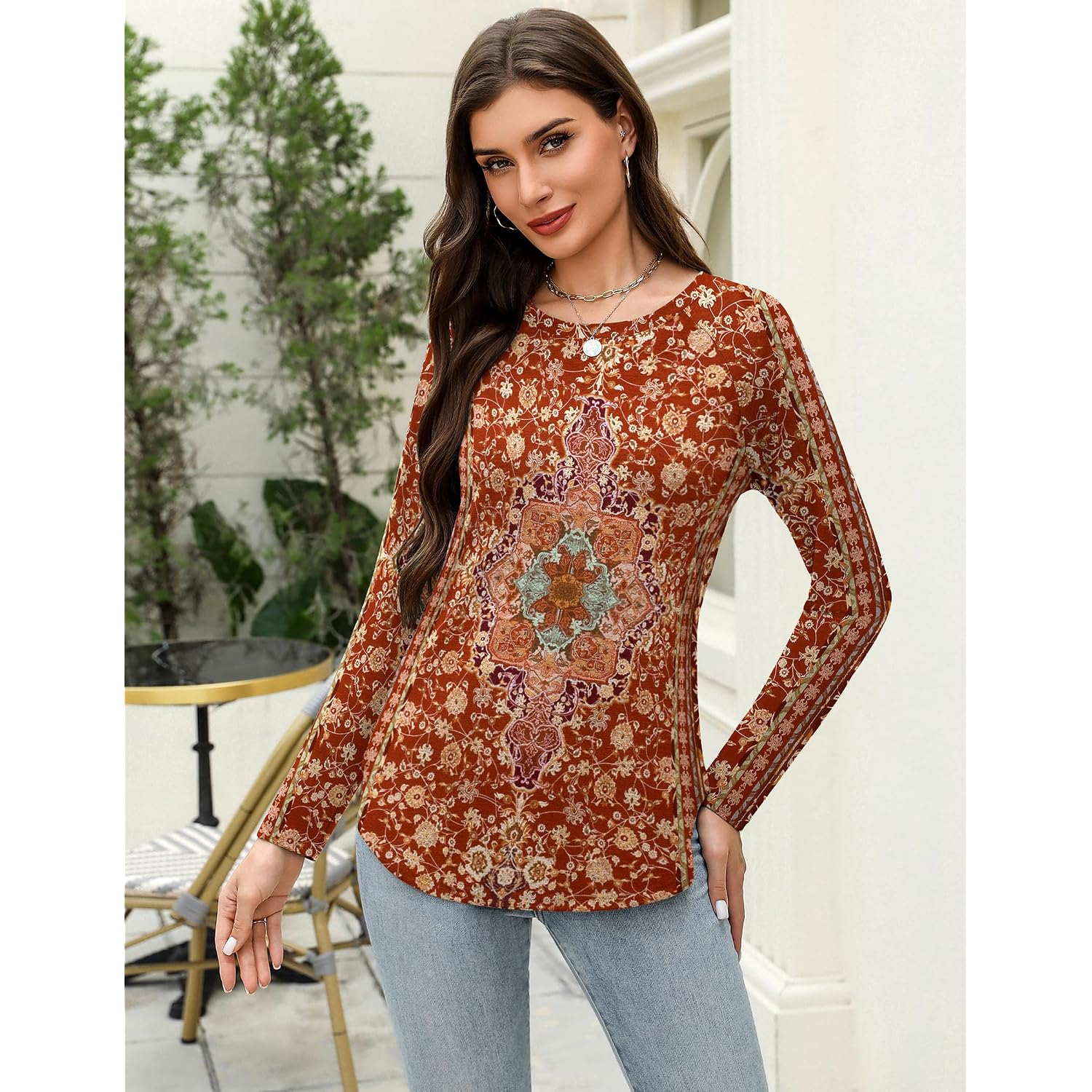Zeagoo Long Sleeve Shirts For Women Crew Neck Casual Fall Fashion Blouses Basic Tunic Tops Dressy Work Clothes