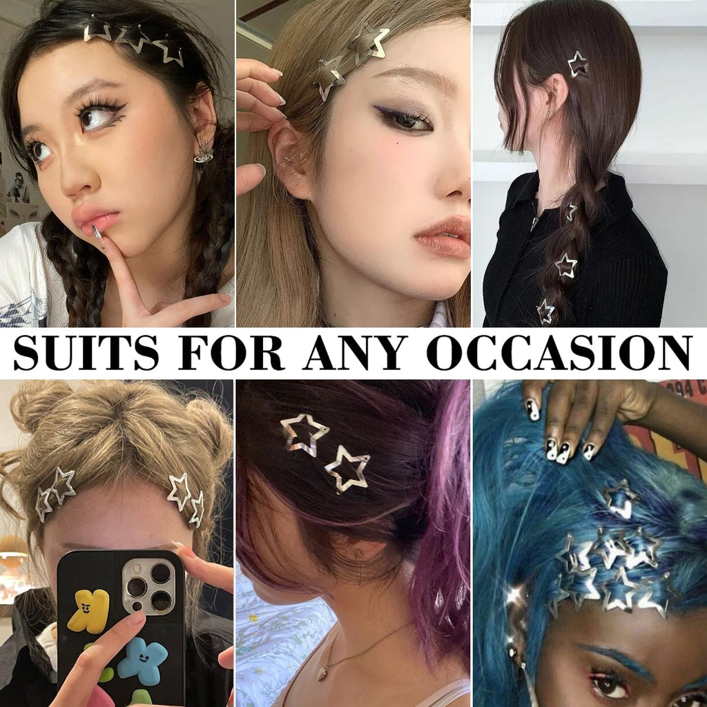 20 Pcs 1.22" Star Hair Accessories - Non-Slip Metal Snap Clips And Barrettes For Girls & Women, Y2K Style