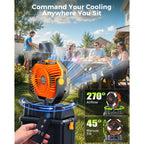 40000Mah Misting Fans For Outside, 15L Large Tank Portable Misting Fan, Battery Powered Outdoor Mister Fan With Remote & Led Light, Wide 270° Coverage For Camping Patio Backyard