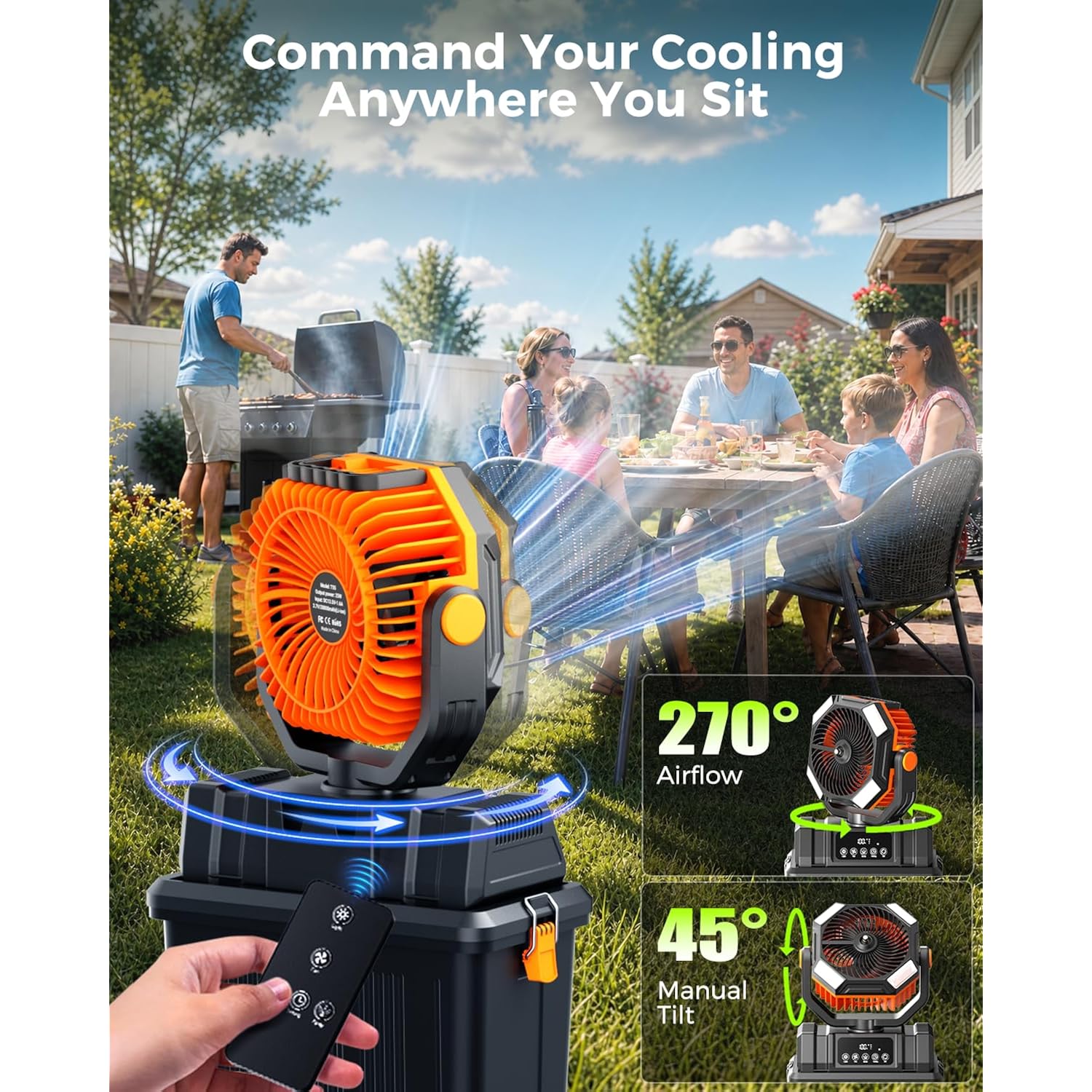 40000Mah Misting Fans For Outside, 15L Large Tank Portable Misting Fan, Battery Powered Outdoor Mister Fan With Remote & Led Light, Wide 270° Coverage For Camping Patio Backyard