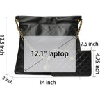 Doris&Jacky Quilted Leather Tote Bag For Women, Soft Lambskin Designer Shoulder Hobo Chain Purse With 1 Small Clutch