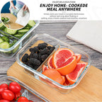 10 Packs 30Oz Glass Meal Prep Containers 2 Compartments,Glass Food Storage Containers With Lids,Airtight Lunch Bento Boxes,Microwave,Oven,Freezer And Dishwasher Safe