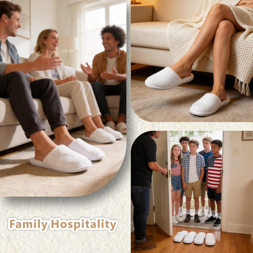 12 Pairs Disposable Slippers for Hotel Guests, Non Slip Comfortable Slippers for Women Men, Breathable Indoor Outdoor Home Spa Travel Essentials