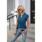Women's Tunic Tops Summer Dressy Casual Blouses Business Outfits Plus Size Cap Sleeve Pleated Shirts