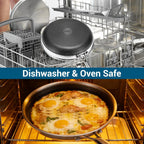 8 Inch Tri-Ply Stainless Steel Hybrid Frying Pan, Ceramic Nonstick Skillet, Induction & Oven Safe 600°F, PFAS/PFOA Free Professional Clad Cookware