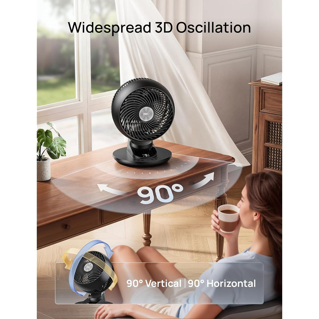 Dreo Smart Fan For Bedroom, Powerful 85 Ft Airflow, 12 Inches, Desk Fans In 20Db Quiet, 90°+90° Oscillating Fans, App/Voice Control, 9 Speeds & 8/12H Timer For Home Office Dorm