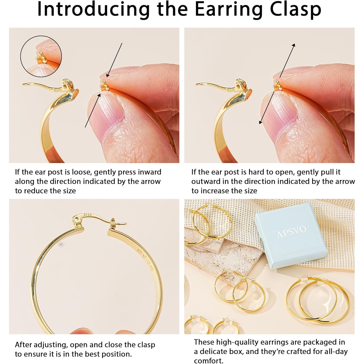 Apsvo Hoop Earrings for Women, 5mm Wide 14K Gold Plated/Silver Hoop Earring Hypoallergenic 925 Sterling Silver Earrings Lightweight Large Earrings for Women