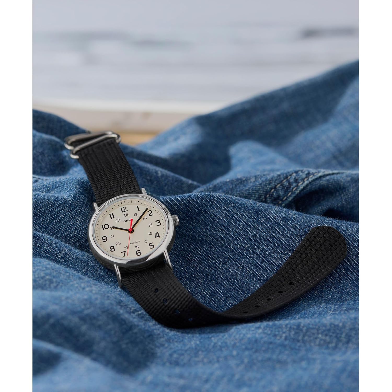 Timex Weekender 38mm Unisex Analog Watch | INDIGLO Backlight | Adjustable Durable Nylon Fabric Slip Through Strap | 24 Hour Time