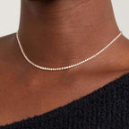 Robaice Tennis Necklace for Women, 14K Gold/Silver Plated Rhinestone Choker Necklace for Women, Dainty Cubic Zirconia Cut Faux Diamond Chain