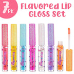 Expressions girl 7pc Fruity Flavored Lip Gloss Set – Assorted Fruit Flavor Lip Glosses | Non-Toxic Kids Makeup | Fun Shiny Lip Gloss Collection for Kids, Teens & Girls – Sweet & Glossy Lip Care