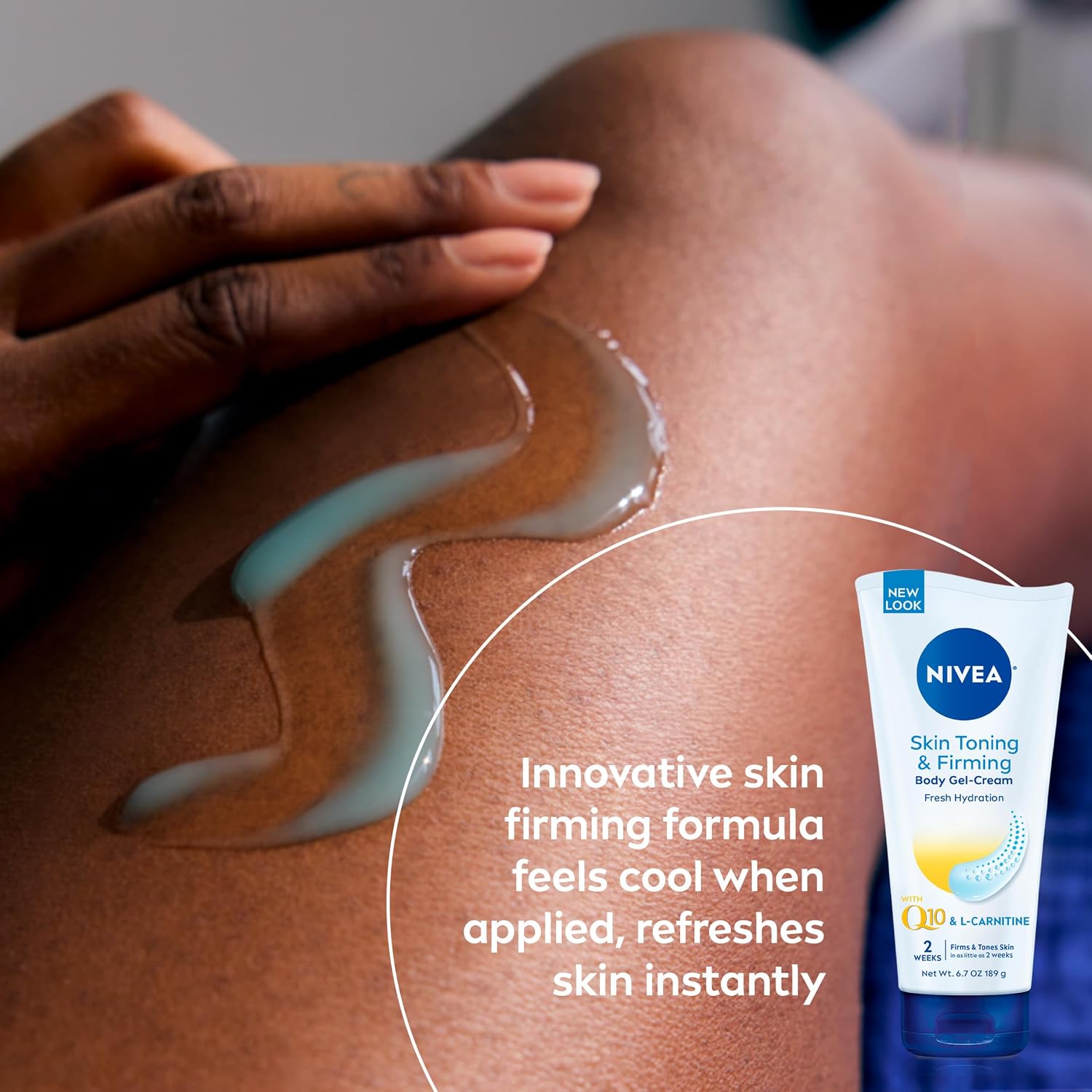Nivea Nourishing Hydration Skin Firming Body Lotion (16.9 Fl Oz) + Skin Firming & Toning Body Gel Cream With Hyaluronic Acid (6.7 Oz), Enriched With Q10 And Vitamin C