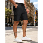 Jemldl Mens Casual Cargo Shorts Stretch Elastic Waist Drawstring Summer Work Short With 5 Pockets