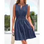 Btfbm Women'S 2026 Summer Casual Mini Sundress, Beach Vacation Sleeveless V Neck Flowy A Line Dress Pockets, Fall Fashion