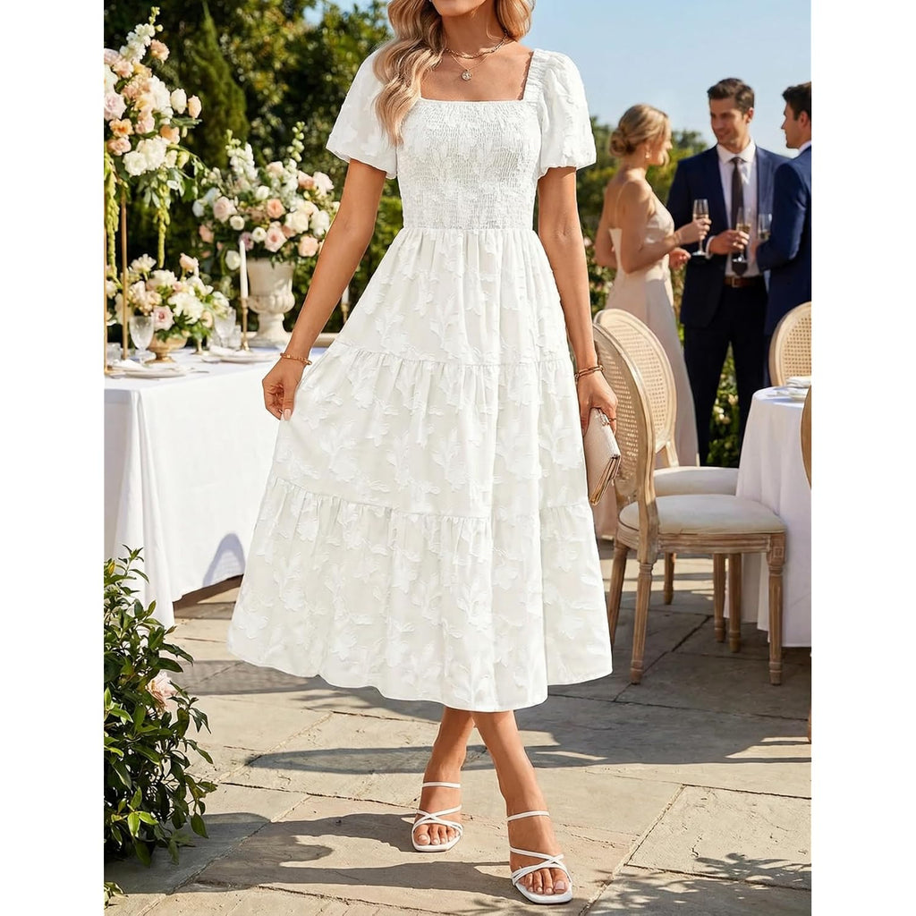 Zesica Wedding Guest Dresses For Women Summer 2026 Boho Floral Midi Dress Flowy Beach Vacation Graduation Long Dresses
