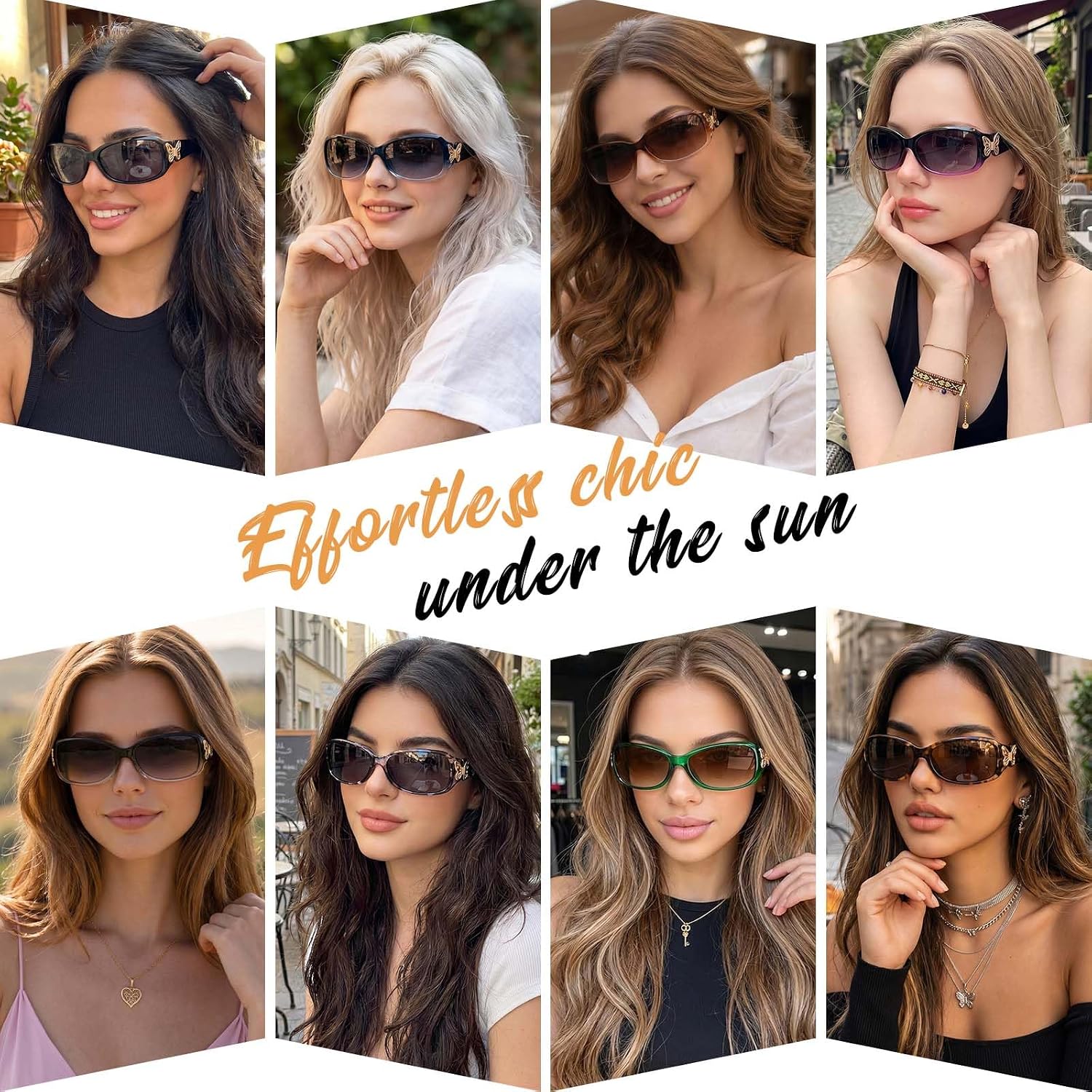 Tjutr Polarized Sunglasses For Women With Wrap Around Butterfly Design, Trendy Jackie-O Style For Uv400 Protection