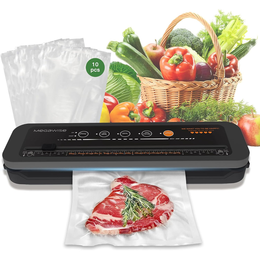 Megawise Powerful And Compact Vacuum Sealer Machine One-Touch Automatic Food Sealer