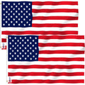 Anley Pack Of 2 Fly Breeze 3X5 Foot American National Polyester Flag - Vivid Color And Fade Proof - Canvas Header And Double Stitched - Flags With Brass Grommets 3 X 5 Ft