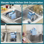Taili 4-In-1 Sink Caddy With Strong Suction Cup, Sponge Holder For Kitchen Sink Organizer, Removable, Rustproof, Stainless Steel Holder For Sponge, Brush, Scrubber, Scraper - Silver