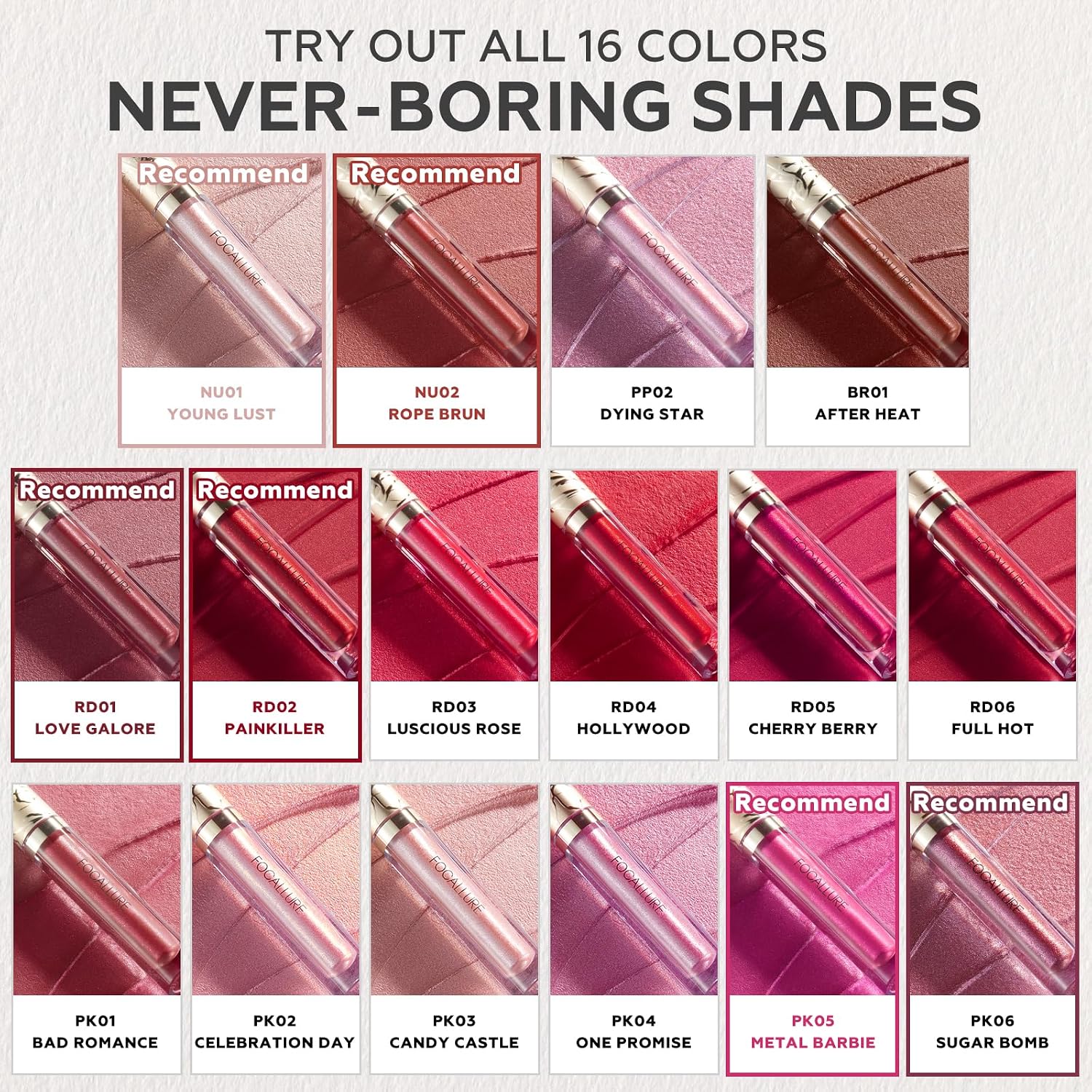 Focallure Metallic Liquid Lipstick,Non Stick Cup Lip Gloss,High Impact Lip Color With Transfer-Proof Wear,Long Lasting & Waterproof Lipstick Makeup For Women,Rd02 Painkiller