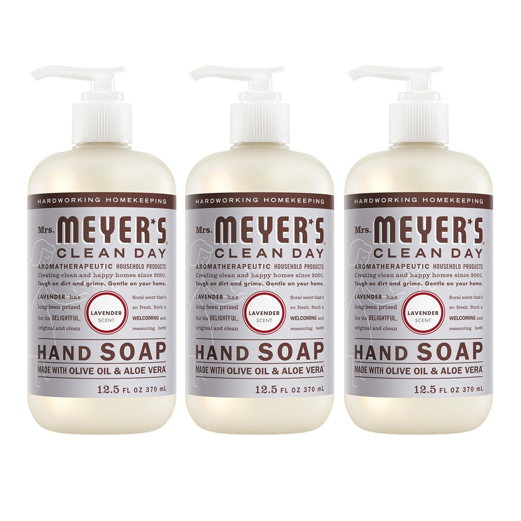 MRS. MEYER'S CLEAN DAY Hand Soap, Lavender Scent, 12.5 Fl Oz Bottle - 3 Pack