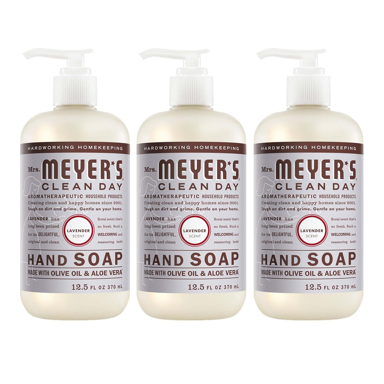 MRS. MEYER'S CLEAN DAY Hand Soap, Lavender Scent, 12.5 Fl Oz Bottle - 3 Pack
