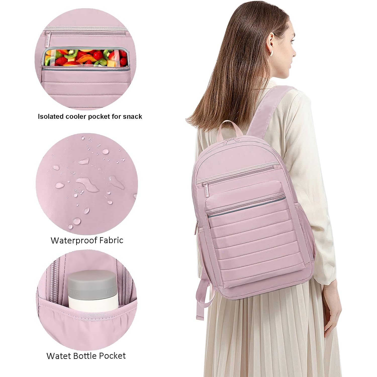 Travel Backpack For Women, Womens Work Backpacks, Backpack Purse, Back Pack For College Girls, Carry-On Travel Backpacks,Pink Bookbag (Light Pink)