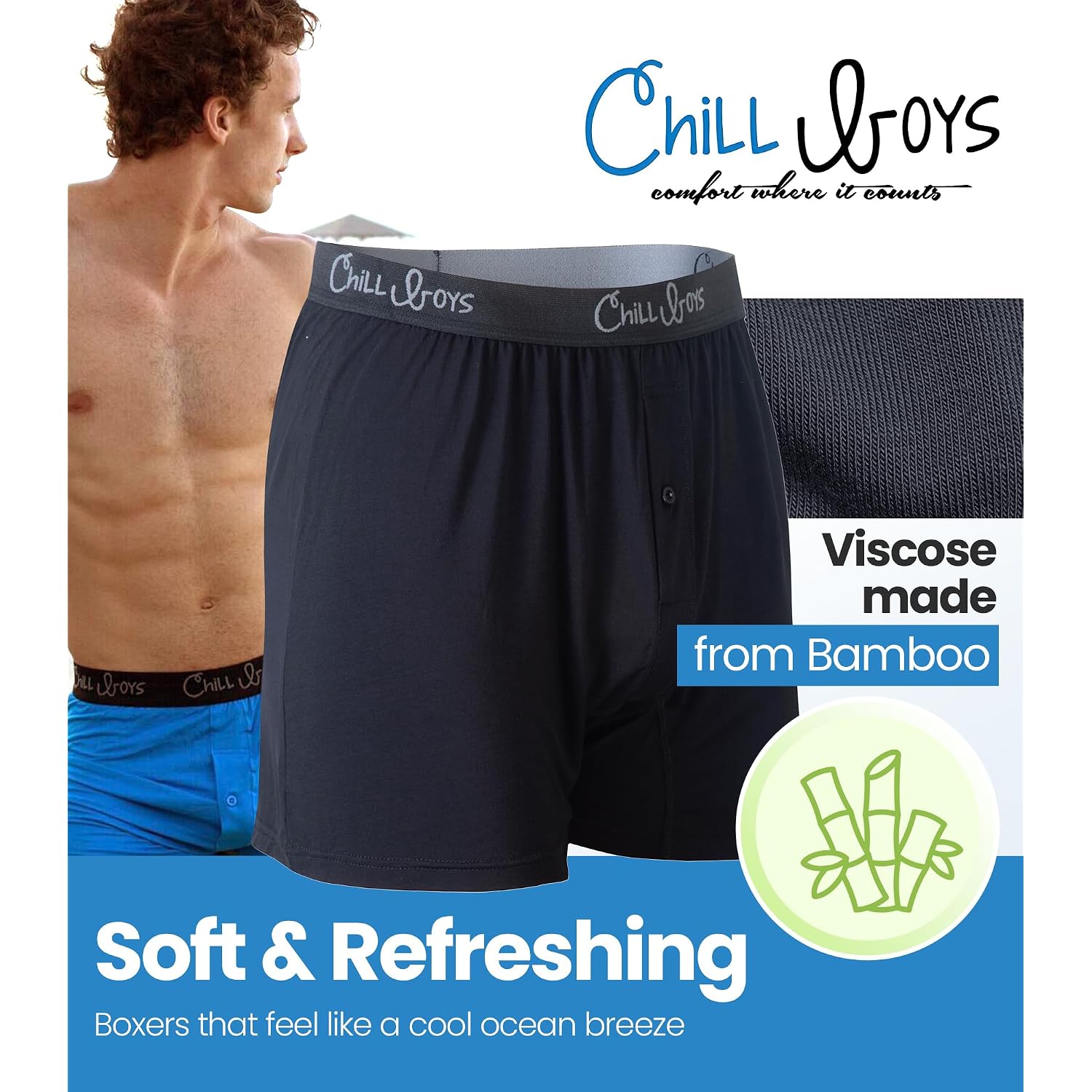 Chill Boys Viscose From Bamboo Boxers For Men - Cool Comfortable, Soft Breathable Men'S Underwear - Boxer Shorts
