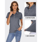 Polo Shirts for Women Short Sleeve Golf Shirts 4-Button Quick Dry Workout Tops Collared for Work Running Tennis
