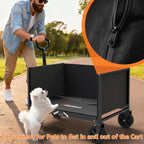 3 In 1 Wagons Carts Foldable With 360Lbs Capacity, 120L Heavy Duty Collapsible Wagon, Utility Wagon Cart With Wheels For Grocery, Camping, Shopping, Beach, Garden Black
