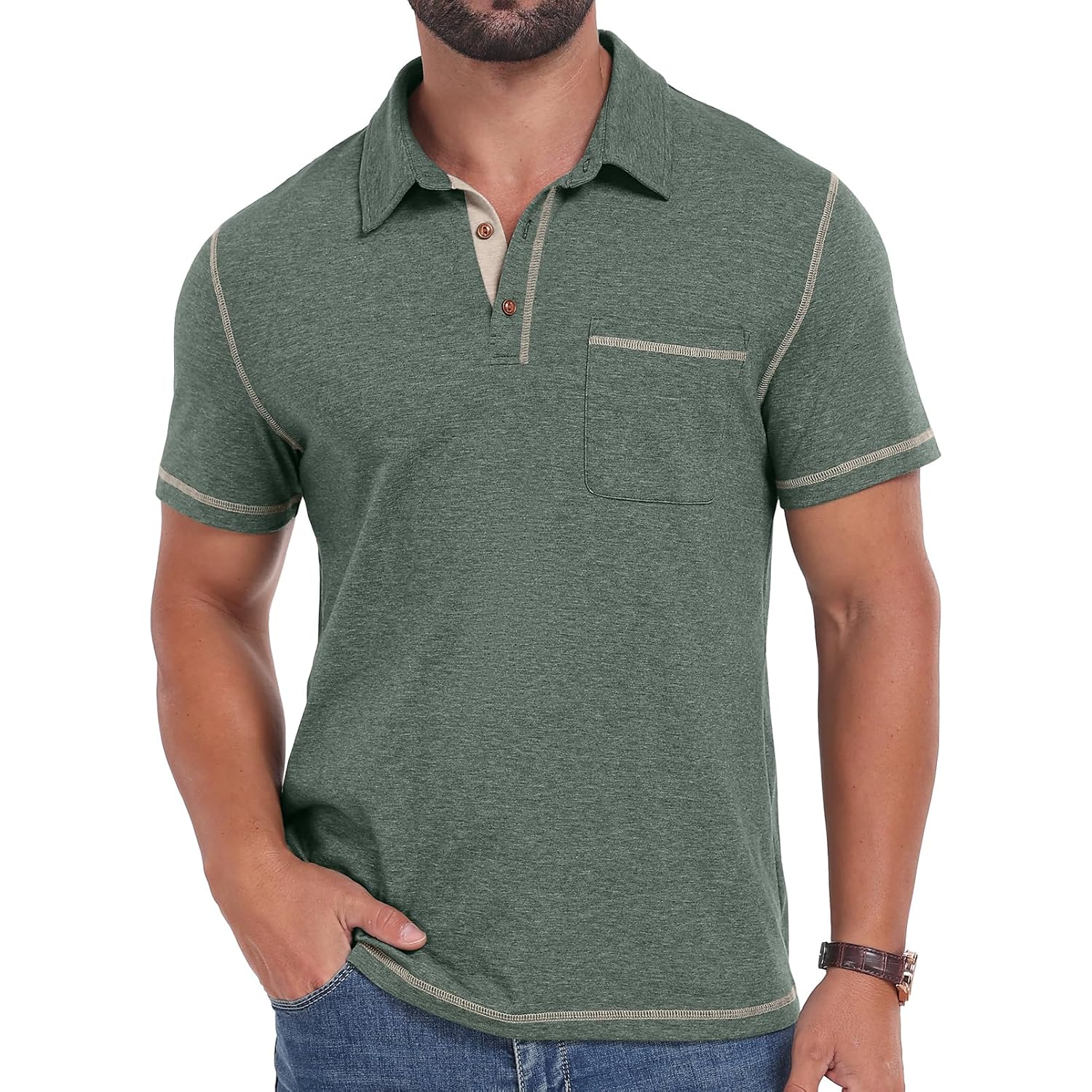 Sailwind Men'S Short Sleeve Polo Shirts Casual Summer Classic Collared Golf Shirt With Pocket