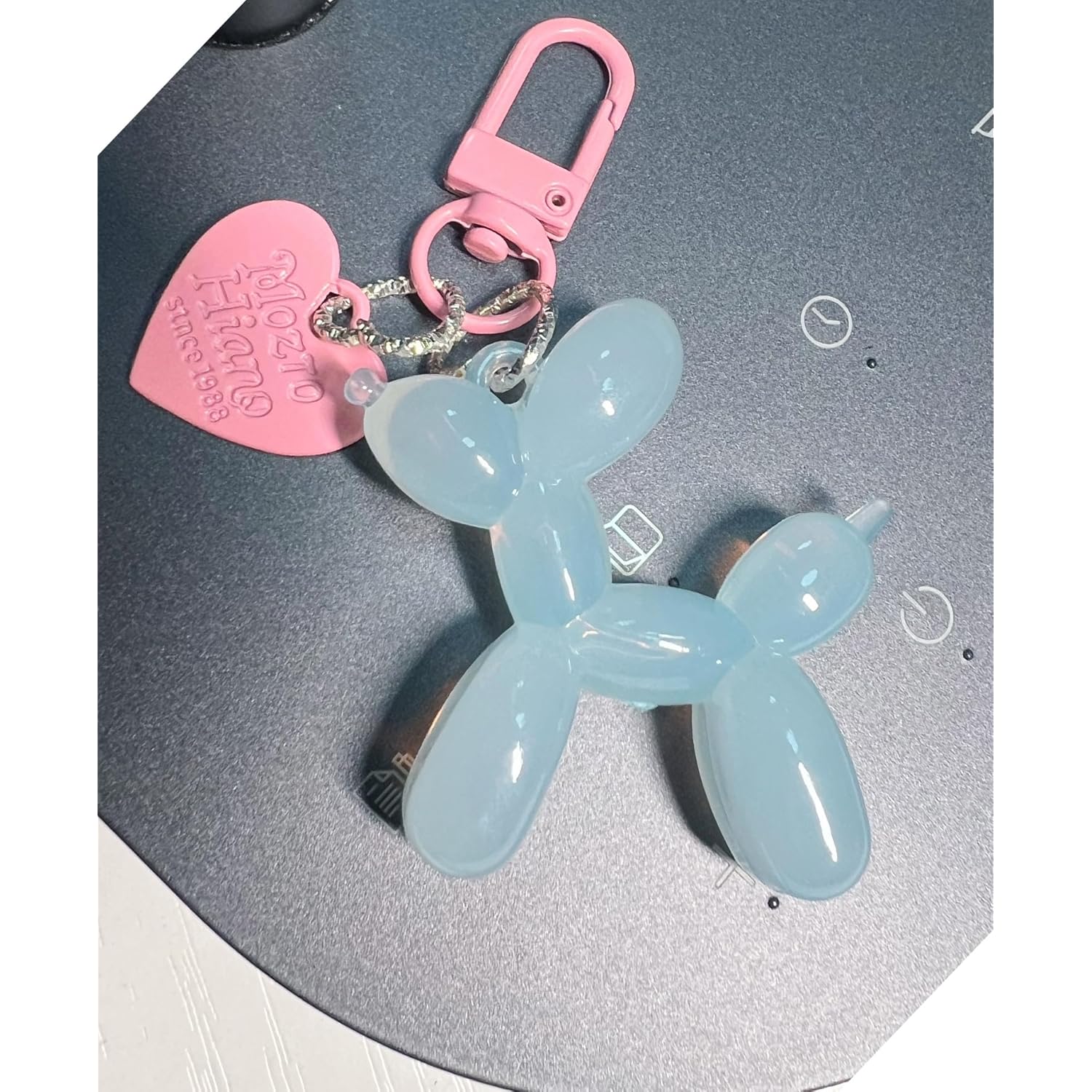 LAEKOU Jelly Balloon Dog Design Keychain for Women, Cute Girls Key Chain, Bag Charms Accessories for Car Purse Backpack