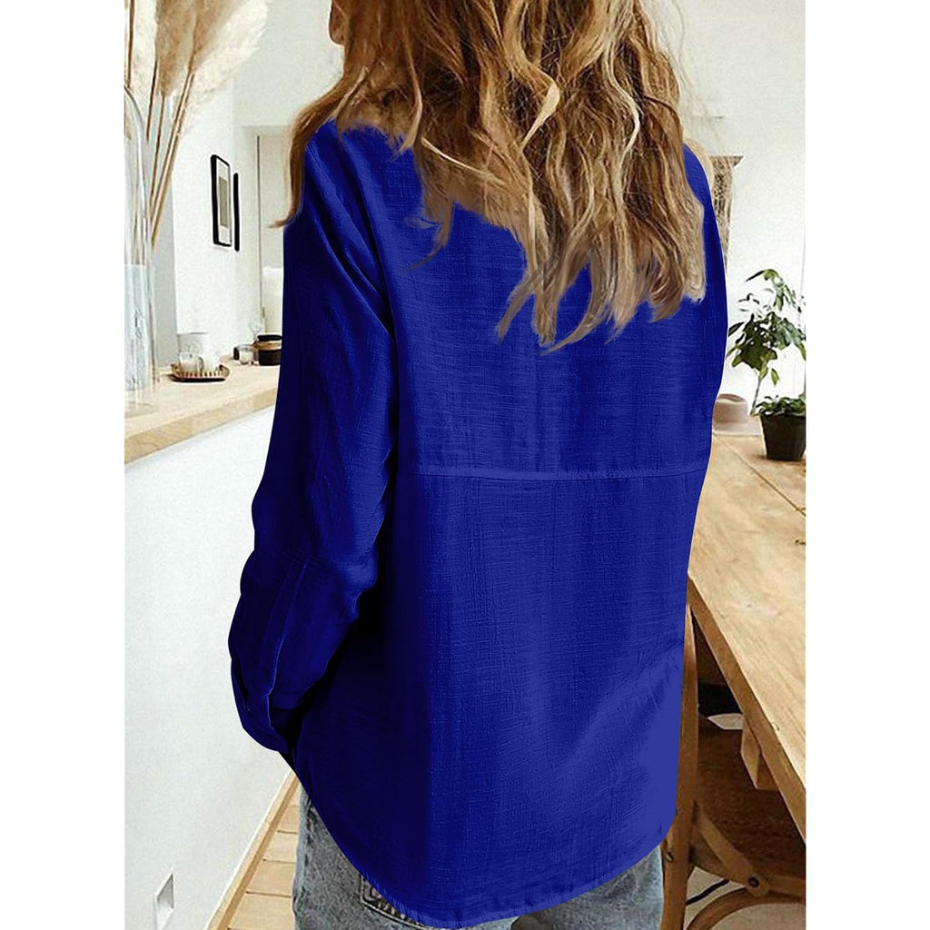 Women’S Linen Button Down Work Shirts Long Sleeve Solid Blouses